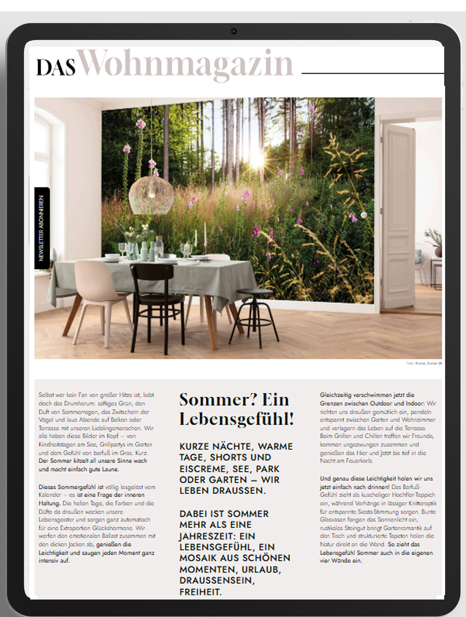 Tablet: Bild Startseite Wohnmagazin